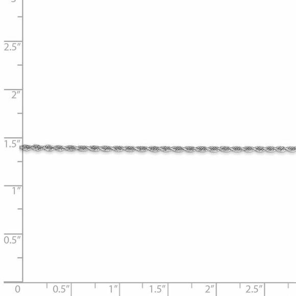 1.3mm 14k White Gold Solid Diamond Cut Rope Chain Necklace, 20 Inch